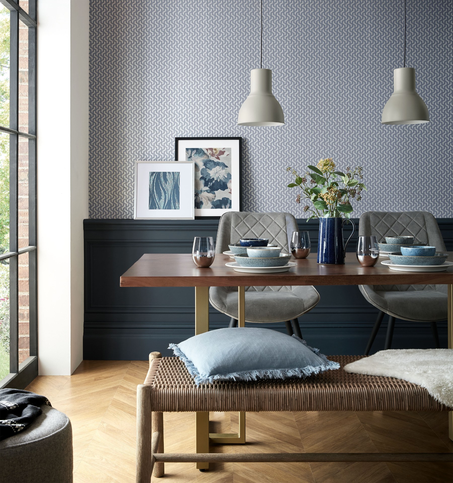 Обои 1838 Wallcoverings Willow Rattan Blue Dusk 2008-147-03